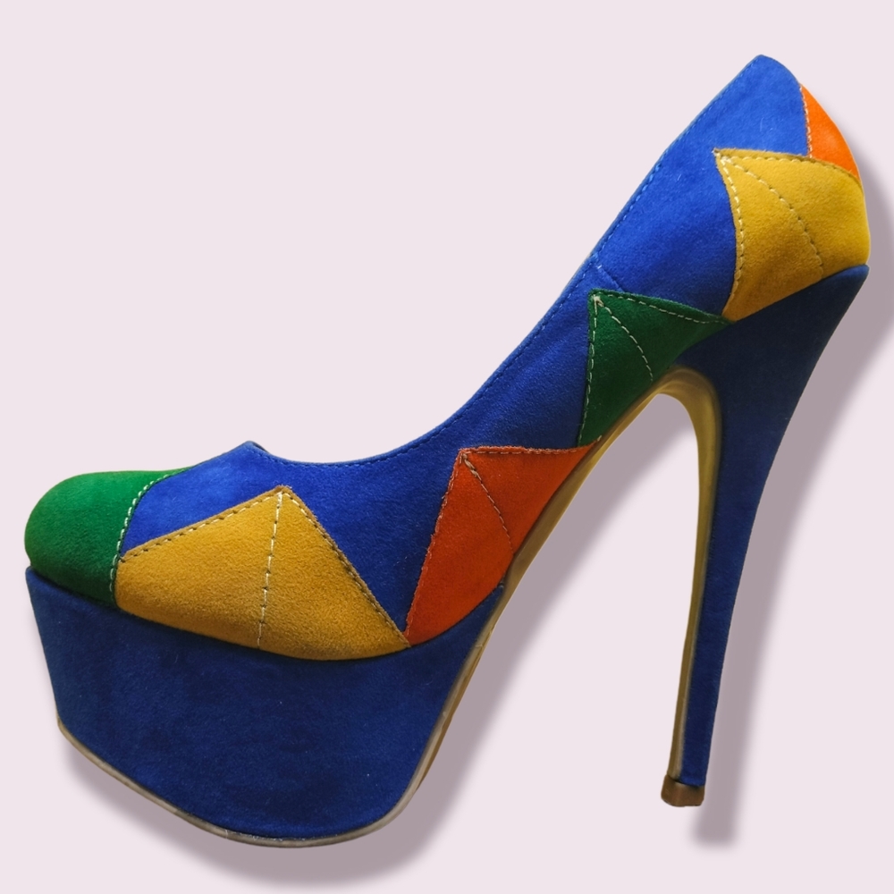 Alba 90s vibes colorblock heels